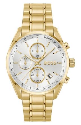 BOSS Grand Prix Chronograph Bracelet Watch, 40mm in Silver Face/gold at Nordstrom