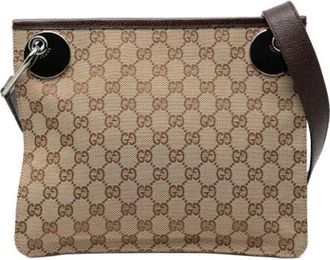 Gucci Pre-owned Cross Body Bags, female, Beige, Size: ONE SIZE Pre-owned Canvas Crossbody Bag