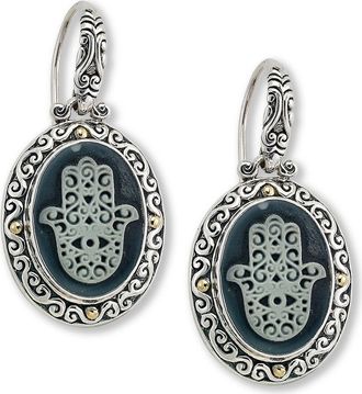 Samuel B. Two-Tone Hamsa Agate Drop Earrings in Silver at Nordstrom Rack
