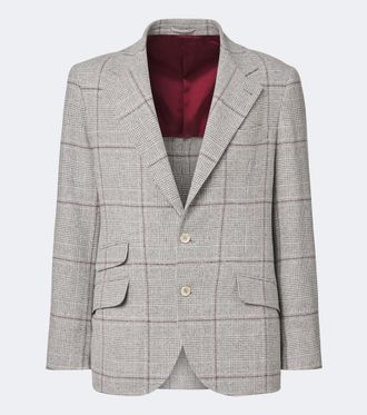 Brunello Cucinelli Checked silk, wool, and cashmere blazer