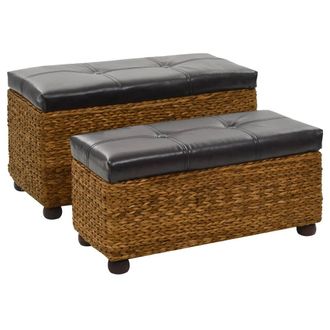 vidaXL Set Panche 2 Pz In Giunco Marrone - Vidaxl
