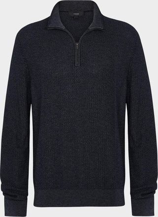 Vince Mens Geometric Jacquard Quarter-Zip Sweater