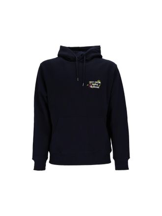 Dr&ocirc;le de Monsieur Navy Vine Embroidered Slogan Hoodie
