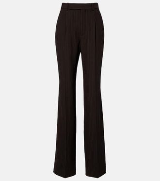 Saint Laurent Pantaloni a gamba larga in misto lana a righe