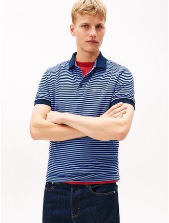 Tommy Hilfiger Mens Tommy Jeans Stripe Pique Polo - Blue - L