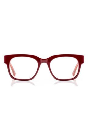 Eyebobs Numero Uno 49mm Blue Light Blocking Rectangular Readers in Wine /Blush Layer at Nordstrom, Size +1.75