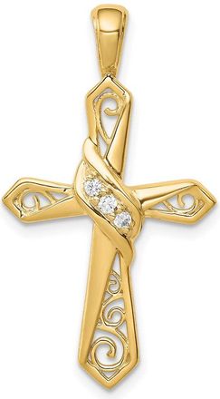 Diamond2Deal 14k Gold 1/20 carat Diamond Cross Pendant