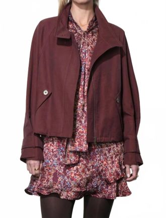 Greylin Eden Funnel Collar Oversized Jacket In Brick