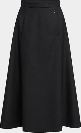 Moncler Circle-Cut Wool Midi Skirt