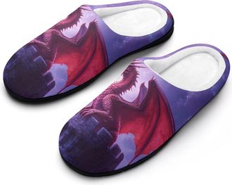 Generic Dragon Womens Slippers Warm House Slippers Indoor House Shoes with Anti-Skid Rubber Sole