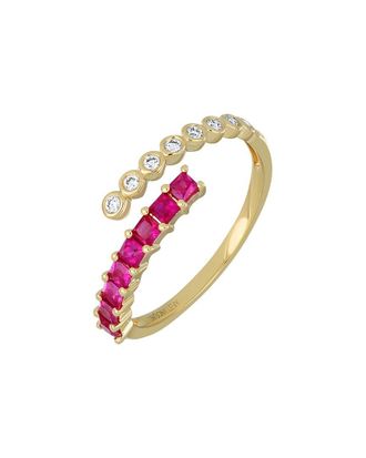 Bony Levy El Mar 18K 0.48 Ct. Tw. Diamond & 8 Ruby Stackable Ring