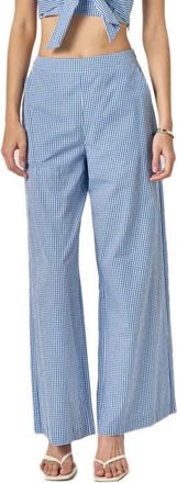 English Factory Check Wide Leg Pants in Blue at Nordstrom, Size Medium