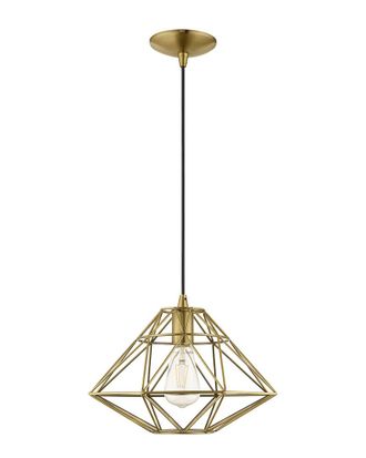 Livex Lighting Livex Geometric Shade 1-Light Antique Brass Mini Pendant