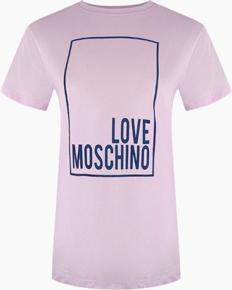 Love Moschino Womens Love Moschino Box Logo Pink T-Shirt - Purple - Size: 18/16