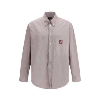 Fendi Casual Shirts, male, Red, Size: S Oxford Cotton Shirt