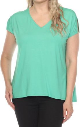 Joseph Ribkoff V-Neck Split Sleeve Loose Fit Top In Garden Green