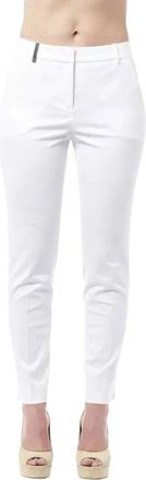 PESERICO Chique Cigarette Broek met Hoge Taille - Dames - Slim Fit Broeken - Wit - 2XL - Katoen - Broeken