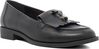 Dune London Womens Ladies Globetrot - Branded Charm Detail Tassel Loafers - Black Leather - Size UK 7