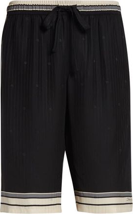 Dolce & Gabbana Logo & Stripe Vanity Silk Bermuda Shorts in Righe F.nero at Nordstrom, Size 30 Us
