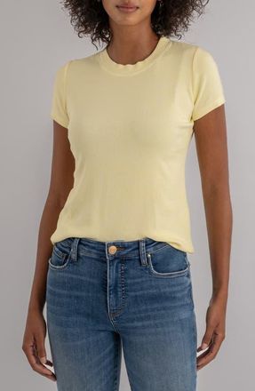 Kut from the Kloth Langley Rib Top in Pastel Yellow at Nordstrom, Size X-Large