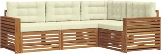 vidaXL Conjunto De Sof&aacute;s De Exterior 4 Uds. Natural Y Crema Vidaxl