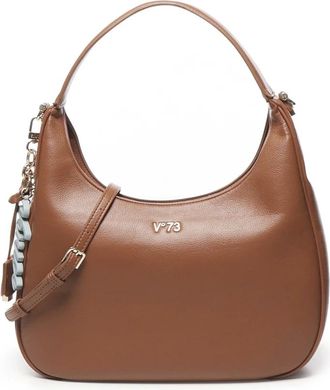 V&deg; 73 Bruine Schoudertas met Ritssluiting - Dames - Handtassen - Bruin - ONE Size - Tassen