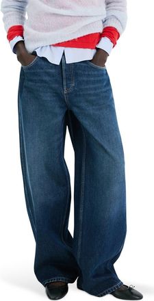 Mango Mid Rise Balloon Jeans in Dark Blue at Nordstrom, Size 14