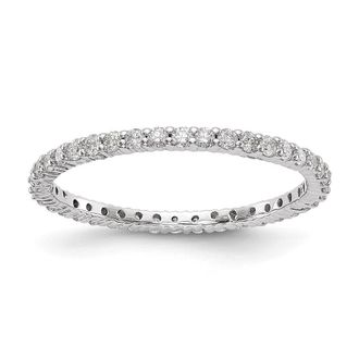 Diamond2Deal 14k White Gold Polished Shared Prong 1/2 Ct Diamond Eternity Band Ring