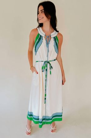 Ciebon Striped Halter Midi Dress In Cream Multi