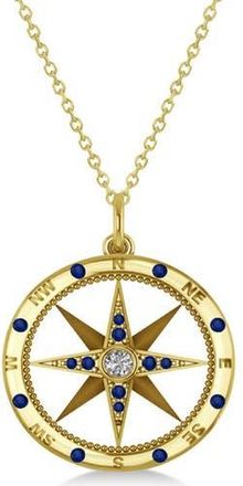 Allurez Compass Necklace Pendant Diamond Accented 14k in Blue Sapphire,yellow Gold at Nordstrom, Size 18