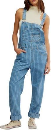 Free People Ziggy Stripe Denim Overalls in Beachcomber at Nordstrom Rack, Size Medium