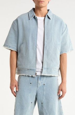 Honor The Gift Cotton Blend Zip Front Shirt in Light Indigo at Nordstrom, Size Xx-Large