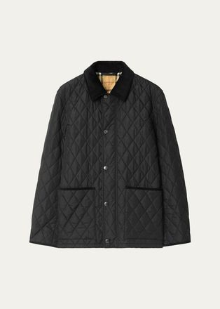 Burberry Mens Haddington Check-Lined Quilted Nylon Jacket