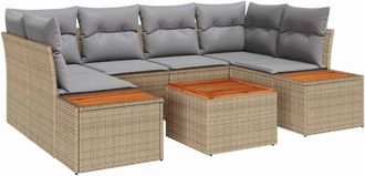 vidaXL Vidaxl - Conjunto De Sof&aacute; De Jard&iacute;n Con Coj&iacute;n 6 Pcs Beige Polirat&aacute;n