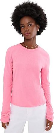 Free People Nova T-Shirts Long Sleeve Womens Clothing Pink Carnation : LG (Womens 12-14), Cotton/Polyester