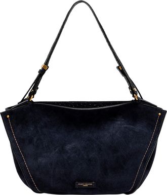 Gianni Chiarini Dark Blue Bloom Suede Tulip Shoulder Bag