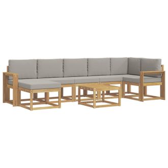 vidaXL Conjunto De Sof&aacute;s De Exterior 8 Pcs Blanco Y Gris Claro Vidaxl