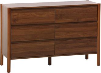 Sweeek C&oacute;moda con 6 cajones, decoraci&oacute;n de madera, nogal
