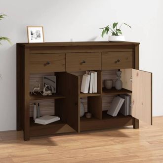 Berkfield Home Sideboard Honey Brown 100x35x74 cm Solid Wood Pine | Size: 100 x 35 x 74 cm