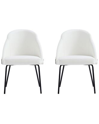 Manhattan Comfort Set Of 2 Gracie Modern Leatherette Dining Chairs With Steel Legs