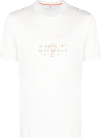Brunello Cucinelli slogan-print cotton T-shirt - men - Cotton - S - White