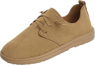 Generic Womens Flat Shoes Round Toe Casual Walking Shoe Solid Color Retro Lightweight Breathable Comfortable Lace Up Shoes Work Shopping Khaki