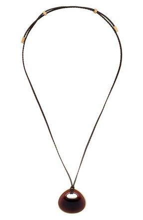 Reiss Pippa Leather Cord Pendant Necklace in Gold Tone /Burgundy at Nordstrom