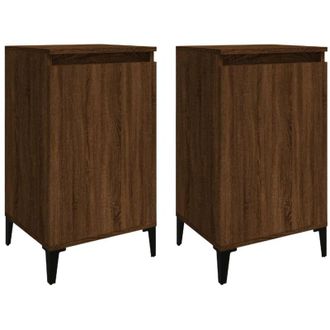 vidaXL Vidaxl - Mesitas De Noche 2 Uds Madera Color Roble Marr&oacute;n 40x35x70 Cm
