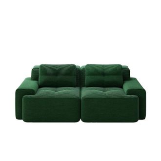 Urban Meuble Sof&aacute; modular de 2 plazas de terciopelo corduroy verde de 204x104 cm