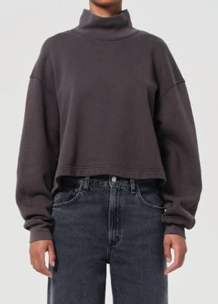 A Gold E Isra Cropped Sweatshirt In Pave