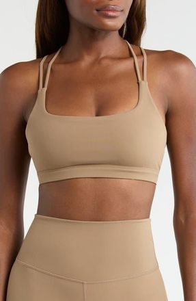 Lord & Taylor Cloud Strappy Sports Bra in Caribou at Nordstrom, Size X-Large