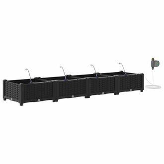 Berkfield Home Garden Planters with Water Irrigation System 4 pcs Black