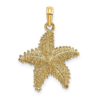 Diamond2Deal 14k Yellow Gold Beaded Textured Starfish Charm Pendant