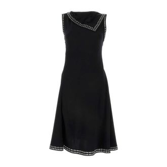 Burberry Short Dresses, female, Black, Size: 3XS Eyelet-Trim Satin Dress